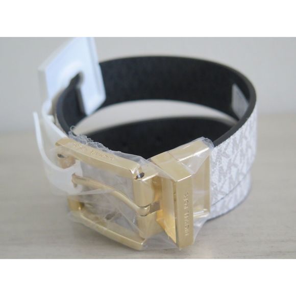 Michael Kors 553793C Women Sz M Reversible White/Black Signature Logo MK Belt - Picture 6 of 9
